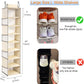 2 Pack Large-Sized Hanging Shoe Organizer 8-Shelf, Hanging Closet Organizer with 8 Side Pockets, Wider Hanging Shelves for Storage Shoes Clothes 9" W × 11.8" D× 48" H, Beige.