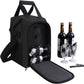ALLCAMP 4 Bottle Wine Gift Bag - Insulated Tote Cooler, Adjustable Strap, Includes 4 Wine Glasses, Napkins & Corkscrew, Portable Travel Gifting (Black)
