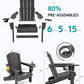 SERWALL Foldable Adirondack Chair Set of 2, HDPE Adirondack Chair with Wood-Texture-Gray