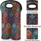 Square Mandala 2 Bottle Wine Carrier Tote Bag Insulated Wine Bottles Neoprene Bag with Secure Carry Handle Portable Wine Cooler Bag for Travel Picnic Beach