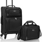 U.S. Traveler Lightweight Rolling 20" Carry On Luggage Softside Suitcase, Black, 4 Wheel