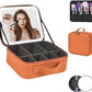Travel Makeup Bag With LED Mirror,Makeup Travel Train Case with 3 Color Setting,Cosmetic Makeup Organizer Bag with Adjustable Dividers,Portable Make up Bag with Makeup Brush Holder Storage（Caramel）
