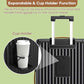 Joyway 20in Carry On Luggage with Cup Holder and USB Port, 25% Expandable Capacity, Smart Suitcase with Anti Slip Wheels and Handbag, Perfect for Men and Women 3 Piece Set Black