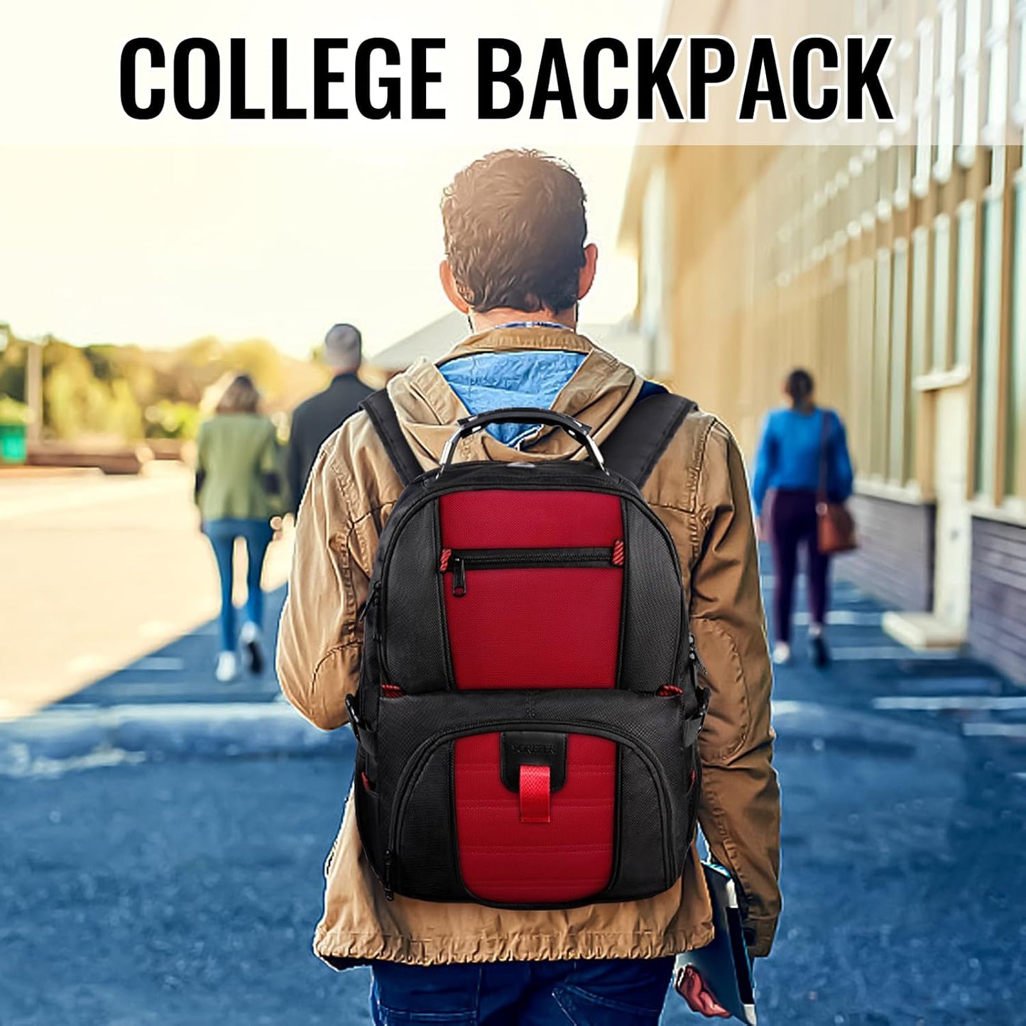 YOREPEK 18.4 Laptop Backpack,Large Backpacks Fit Most 18 Inch Laptop with USB Charger Port,TSA Friendly Flight Approved Weekend Carry on Backpack with Luggage Strap for Men and Women, Red - Roamly