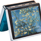 Silver Vintage Pill Box 7 Day Metal Pill Box with Mirror and 8 Compartments Cute Travel Pill Organizer for Purse (Art Almond Blossoms)