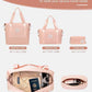 LONG VACATION 6 Piece Luggage Set Carry on Suitcase with ABS+PC hardshell, Spinner Wheels & YKK Zipper TSA Lock (PINK, 6 piece set)