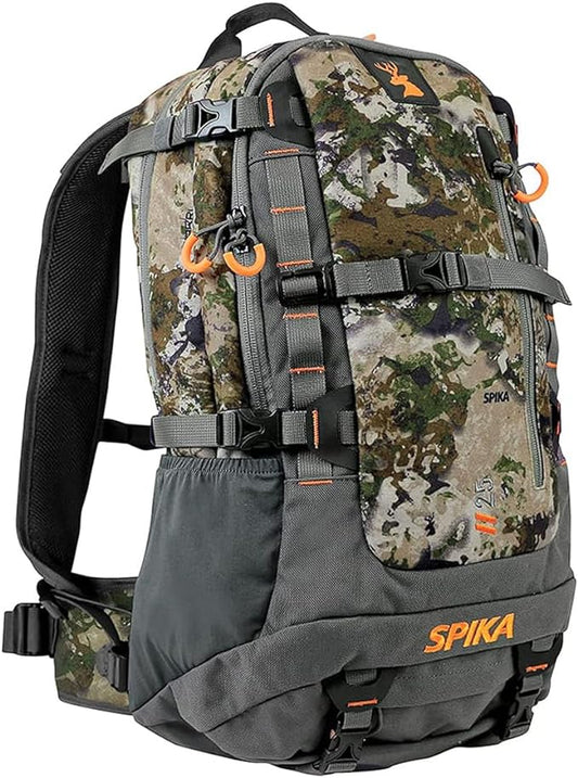 SPIKA Hunting Backpacks for Men, 25L Camo Hunting Day Pack with Water Bladder, Removable Waist Belt, Rifle Holder, Internal Ammo Storage and Rain Cover