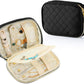 Teamoy Small Jewelry Travel Case, Portable Jewelry Organizer Bag for Earrings, Necklace, Rings and More (Small, Quilted- Black)