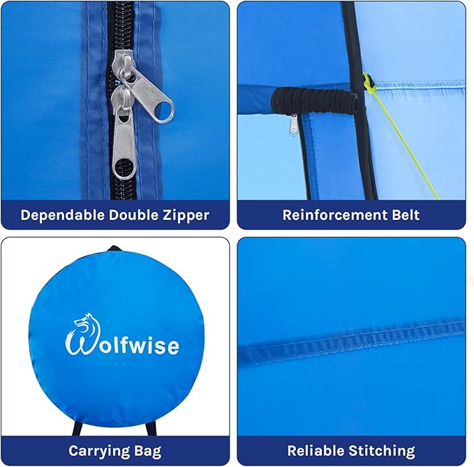 Wolfwise Pop Up Shower Tent for Camping, Portable Instant Changing Tent with Ventilation Window & Carry Bag, Privacy Bathroom Toilet for Beach & Outdoor, Width 47 ", Height 83 ", Blue