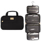 LAURA GELLER NEW YORK Quilted Folding Travel Makeup Bag, Black - Hanging Toiletry Bag Organizer for Travel - Large Capacity Full Size Makeup Bag - Easy to Clean - Roamly