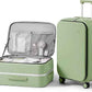 mixi 24 Inch Checked Luggage PC Hard Shell Suitcase Top Opening Aluminum Frame Travel Suitcases with Wheels, Avocado Green