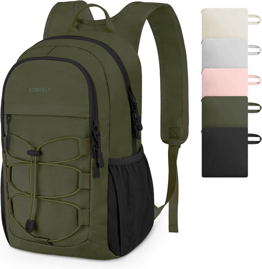 ZOMFELT Hiking Backpack for Women Men, 15L Lightweight Packable Backpacks for Trip, Water Resistant Small Travel Backpack, Foldable daypack for Hiking, Walking, Cycling, Camping, Green - Roamly