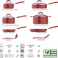 Amazon Basics Aluminum NS 12pc Red cookware set, 12 piece