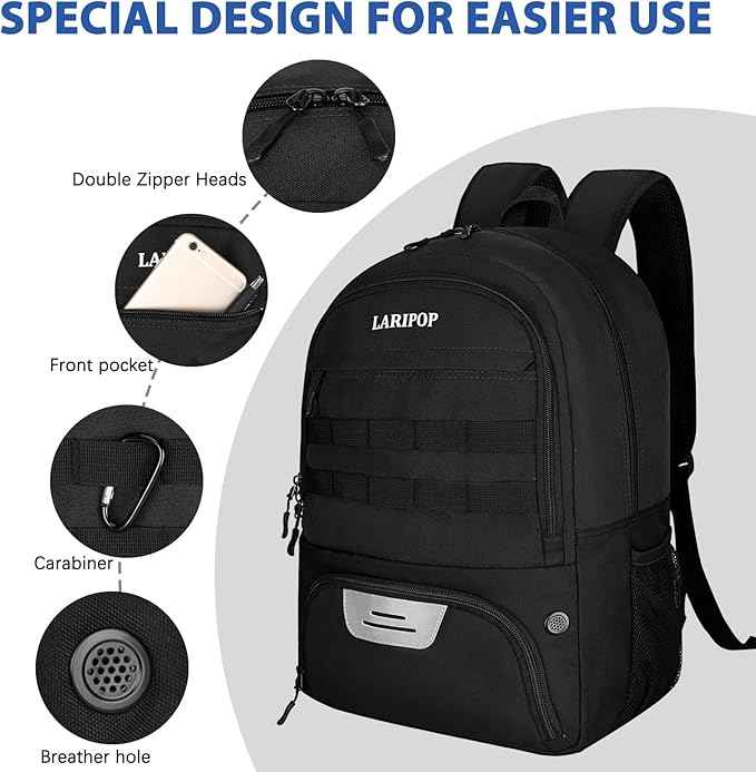 LARIPOP Soccer Backpack Soccer Bag with Ball Holder & Shoe Compartment Youth Sports Equipment Training Bag