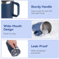 HASLE OUTFITTERS 20oz Tumbler Bulk with Lid, Stainless Steel Tumbler Bulk with Handle, Metal Insulated Travel Coffee Mug Set with Handle, Double Wall Vacuum Leak Proof Tumbler Cup, Navy 6 Pack