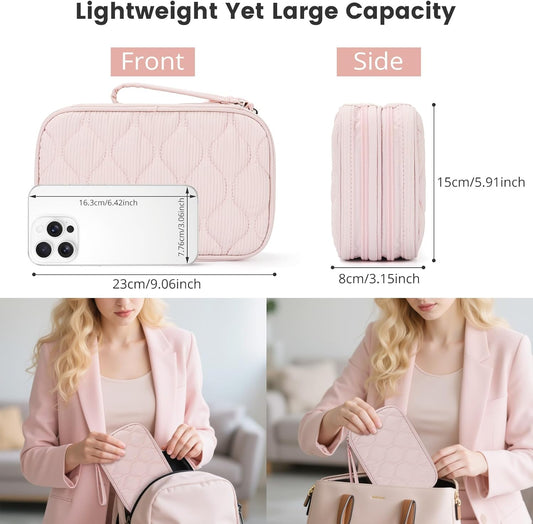 Skycase Tech Pouch - Lightweight Electronics Organizer Travel Case, Double Layers Travel Cable Organizer, All-in-One Storage Bag for Charger, Cord, Phone, Flash Drive, Accessories