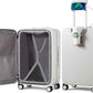 mixi Checked Luggage with Cup Phone Holder and Charger Hard Shell Suitcases with Spinner Wheels, 24 Inch Smoke White