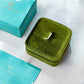 Vlando Plush Velvet Travel Jewelry Case, Personalized Initial Jewelry Boxes for Women Girls, Mini Jewelry Travel Organizer Travel Essentials for Birthday Gifts - Letter J, Green
