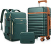 Luggage Sets 3 Piece, Carry On Luggage 20In With Spinner Wheels,PC Hardside Suitcase Set with TSA Lock,Durable Carry On Suitcase With Travel Backpack for Men (Dark Green, 3 piece set (BP/20inch))