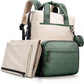 VONAL Diaper Bag Backpack, Lightweight Baby Diaper Bags, Travel Large Diaper Bag with Changing Station, Green Diaper Backpack for Boys Girls Newborn with Insulated Pockets, Stroller Straps