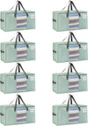 VENO 8 Pack Moving Bags, Comforter and Blanket Storage Bags for Closet, Moving Boxes, Boxes with Lids Alternative, College Dorm Packing Supplies, Foldable Heavy-Duty Tote (Light Green Matte, 8 Pack)
