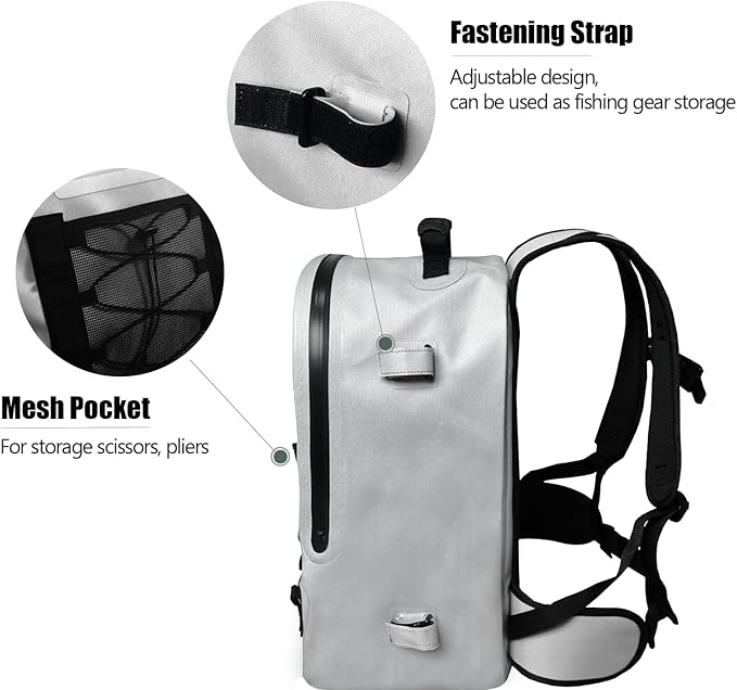 Buffalo Gear Waterproof Fishing Backpack With Rod Holder, 26L Fly Tackle Storage for Fishing