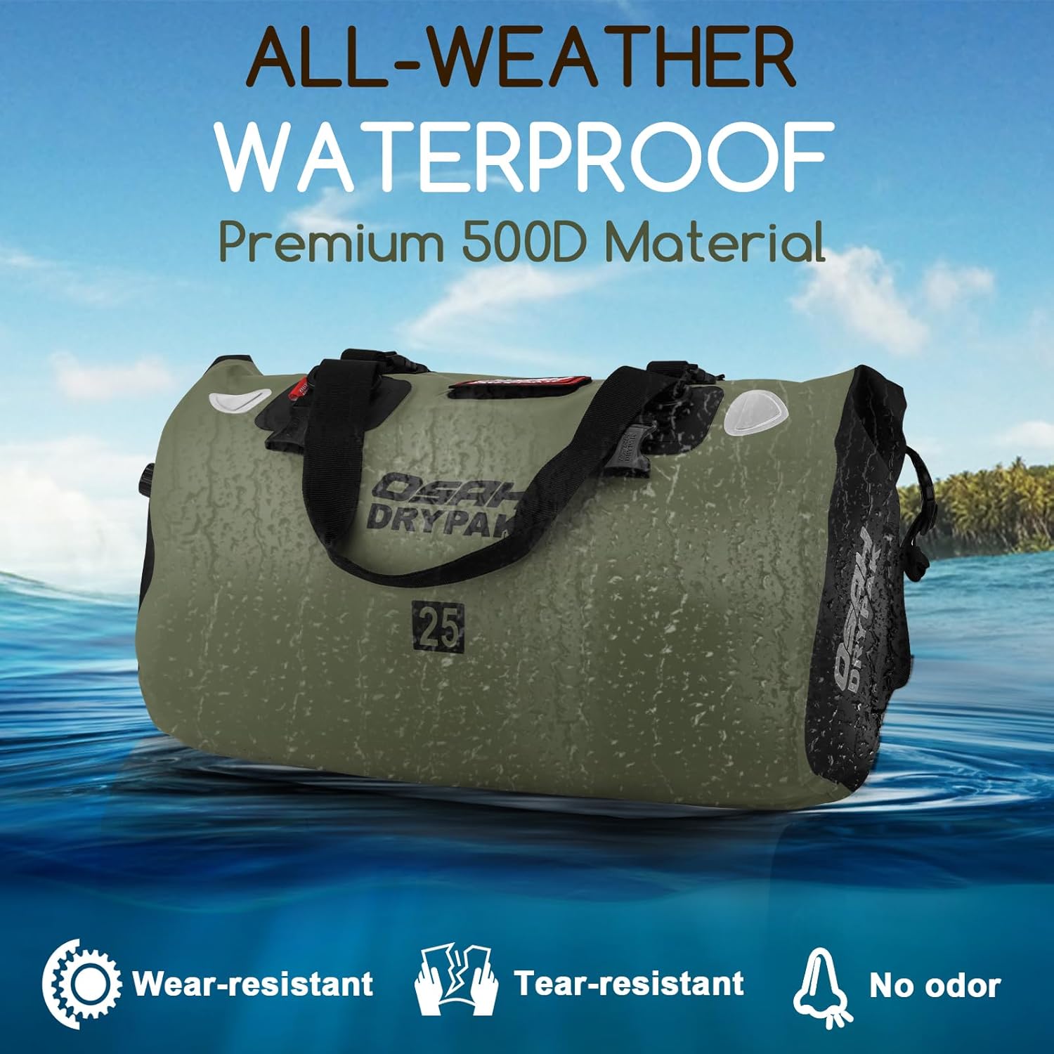 Waterproof Duffel Bag - Motorcycle Dry Bag Tail Bag with Large Storage Space, Waterproof Luggage Duffle Bags with Outer Mesh Zipper Pocket for Camping, Kayaking, Fishing & Traveling - Roamly