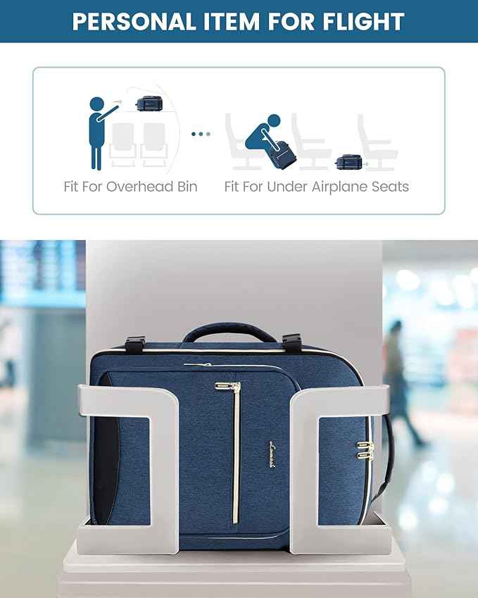 LOVEVOOK Travel Backpack for Women & Men 40L,Airline Approved Carry On Backpack Travel Essentials,TSA Carry on Luggage,Waterproof Personal Item Travel Bag,Suitcase with 3 Packing Cubes,Dark blue-Black