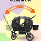 Tandem Wagon Stroller–All-Terrain 2-in-1 Push&Pull Design, Double Seat, Large Storage, Adjustable Canopy, Removable Child Tray for Kids Outdoor Adventures&Family Outings