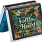 Cute and Portable Metal Pill Organizer – 8 Compartments, Elegant Chrome Finish, Ideal for Travel and Daily Use (Follow Your Heart Floral)