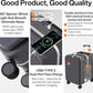 mixi Checked Luggage with Cup Phone Holder and Charger Hard Shell Suitcases with Spinner Wheels, 24 Inch Rock Gray