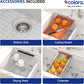 Dcolora 33 Inch Granite Compoisite Kitchen Sink White Undermount Kitchen Sink 50/50 Double Bowl Workstation Elegant Under Counter basin 33"×19“×10”，#DC-GX3327