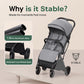 Compact Travel Stroller for Toddlers, Lightweight & Airplane Ready Stroller for Baby/Infant w Telescoping Handle and Cup Holder, One-Hand Quick Fold, Near Flat Recline Seat, TR18, Grey