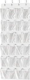 Simple Houseware 24 Pockets Large Clear Pockets Over The Door Hanging Shoe Organizer, White (56" x 22.5")