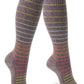 Cotton Compression Socks for Women & Men. 15-20 mmHg Support Knee-High Gray Stripes S/M