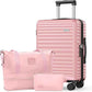 SHOWKOO Suitcase Hardside Expandable Luggage Set, Suitcase with Double Spinner Wheels TSA Lock 3 Piece Set Pink (DB/TB/24in)