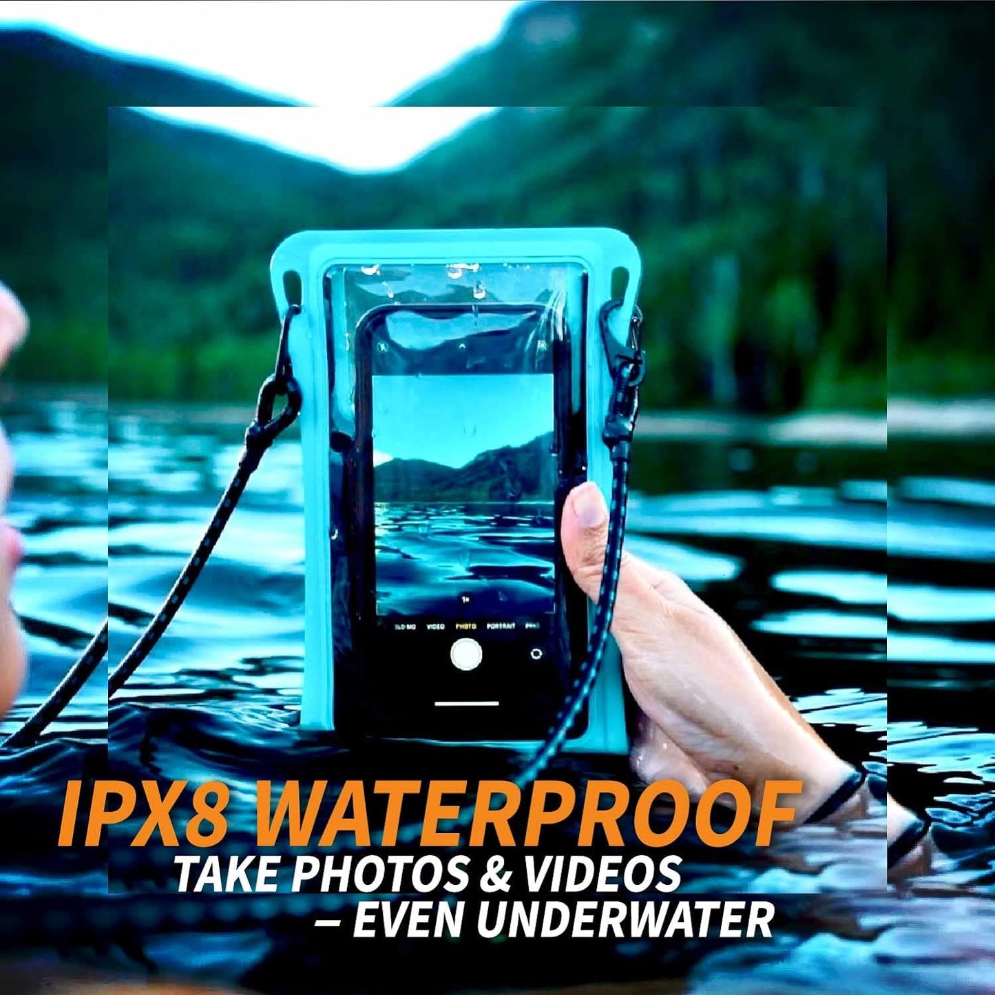 Waterproof Phone Pouch w/Long Lanyard | IPX8 Adventure Grade Cellphone Dry Bag Case, Fits iPhone 15 Pro Max,14 Pro Max, 13 Pro Max, XS, XR, Galaxy S21, for Snorkeling, Kayaking, Cruise Black