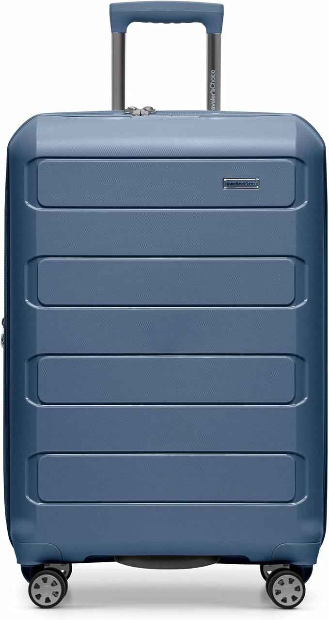 Traveler's Choice Pagosa Hardshell Expandable Luggage with Spinner Wheels, Slate Blue, 3-Piece Set (22/26/30)