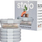 STOJO Collapsible Sandwich Box – 24oz, Reusable Food Storage Container, Silicone Bowl for Hot/Cold Food – Meal Prep, Lunch, Camping, Hiking – Dishwasher Safe (Set of 5, Translucent Cashmere)