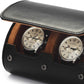 Oirlv Premium Leather Watch Roll Travel Case 2-Slot Watch Box for Men and Women Storage & Organizer Display, Anniversary Birthday（Black）