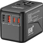 LENCENT Universal Travel Adapter, GaN3 65W International Charger with 2 QC4.0 USB-A+ 2 PD3.0 Type-C PPS Fast Charging, Worldwide European Outlet Adaptor for iPhone,Samsung,Laptops, USA/UK/EU/AUS