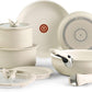T-fal Ingenio Essentials Cookware Set with Detachable/Removable Handle 11 Piece, Granite Titanium Non Stick, Oven Broiler Safe 500F, Stackable, Pots and Pans Set, Frying Pans, Dishwasher Safe, Beige