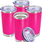 20 oz Tumbler Coffee Tavel Tumblers Bulk with Lid Stainless Steel Double Wall Vacuum Insulated Mug Powder Coated Cups fit Car Cupholder for Hot and Cold - Hot Pink, 4Pack