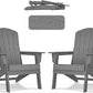 Folding Adirondack Chair - Extended Ergonomic Backrest, Cup Holder - Easy Assembly - Durable HDPE Plastic, Weather Resistant & Maintenance-Free - Lawn, Patio, Deck Supports 380lbs Grey