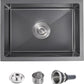 POPFLY 20 Inch Undermount Kitchen Sink, 20×17 Inch 304 Stainless Steel Sink, 18 Gauge Square Single Bowl 9 Inch Deep Bar Prep Small Rv Under Sinks Black