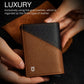 Jenoss Smart Wallet For Men: Full Grain Leather, Handcrafted, Slide Metal Pop Up Case, Slim RFID Blocking Credit Card Holder, Compact 12 Cards Slot Organizers, ID, Money Clip(Brown & Black)