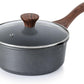 SENSARTE Nonstick Sauce Pan with Double Spout, 3.0 Quarts Swiss Granite Coating Sauce Pot with Lid Medium Kitchen Cooking Pot, Induction Comptable Saucepan, Free of Intentionally Added PFOA
