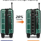 KYME Green Carry On Luggage 22x14x9 Airline Approved Expandable 20 Inch Hardshell Carry On Suitcase with Wheels TSA Lock Small Travel Rolling Luggage with Cup Holder for Men Women