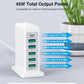 Charging Station for Multiple Devices, 45W 6 Port USB Charger Charging Block with 1 USB-C 5 USB-A Port, Power Strip Plug Charging Multi Travel Chargers for iPhone iPad, Tablets, Smartphones