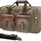 Wildroad Waxed Canvas Duffle Bag - 60L Waterproof Genuine Leather Weekender Overnight Travel Hand Bag - Roamly